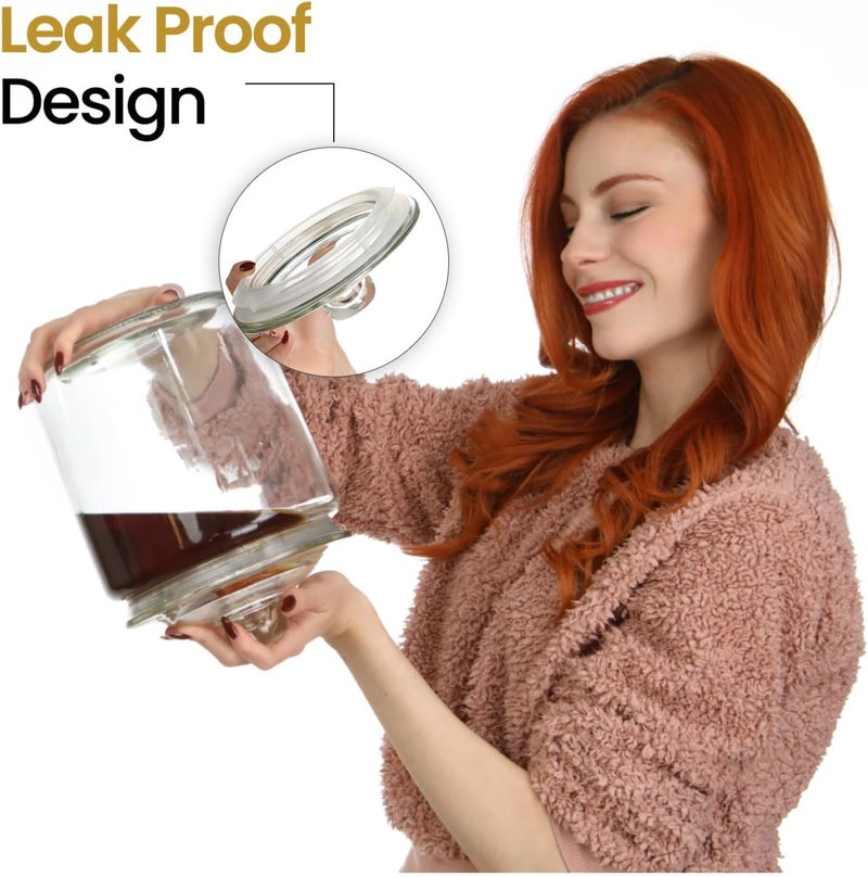 WERRO Glass Cookie Jar - 1 Gallon Wide Mouth Glass Jar With Lid - Extra Gasket - Large Food Storage Container, Candy Jar With Airtight Lid, Pet Food, Flour, Detergent Pods, Kitchen or Laundry Room - Image 3